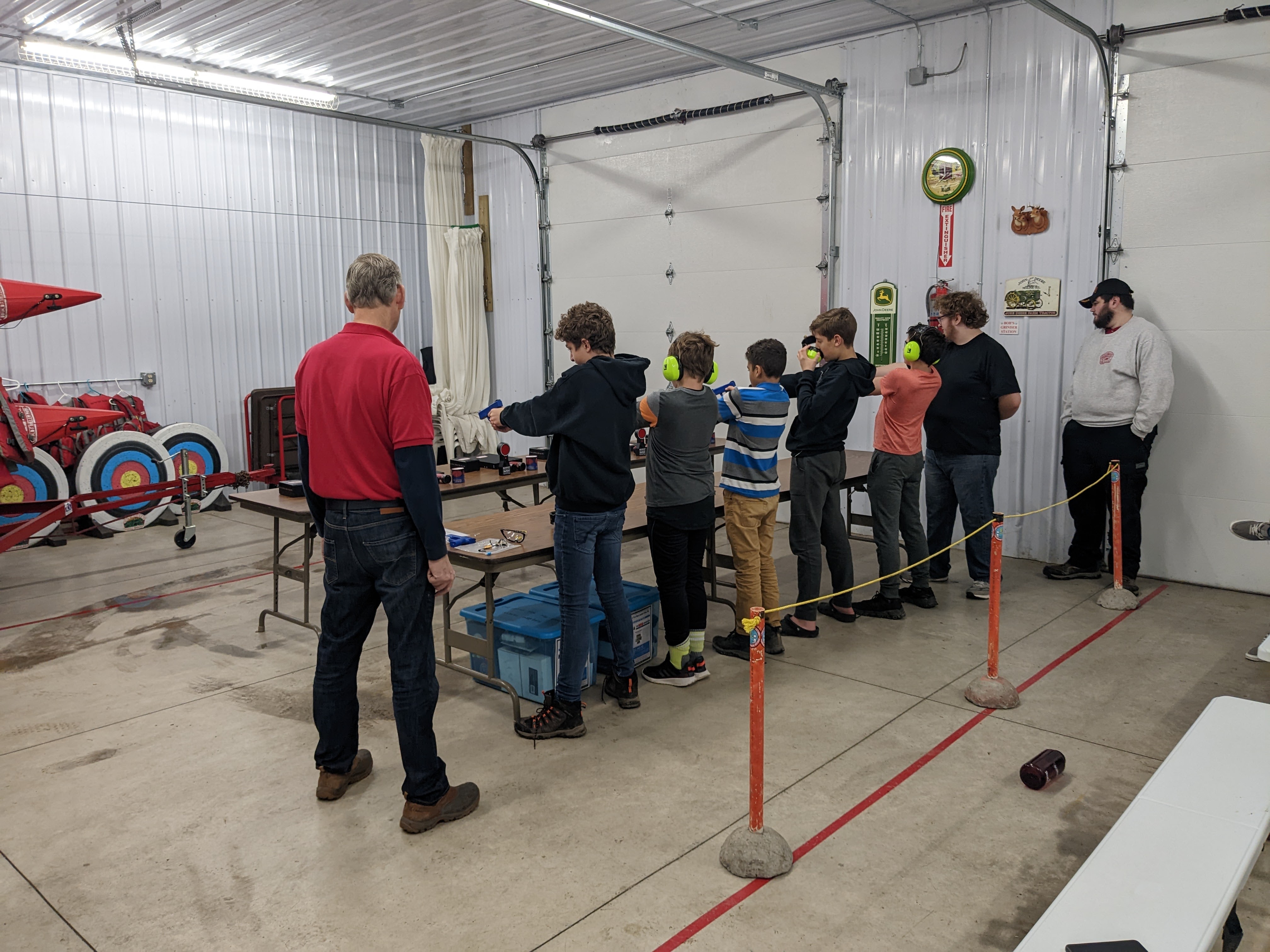 Scouts lined up safely preparing to learn shooting skils